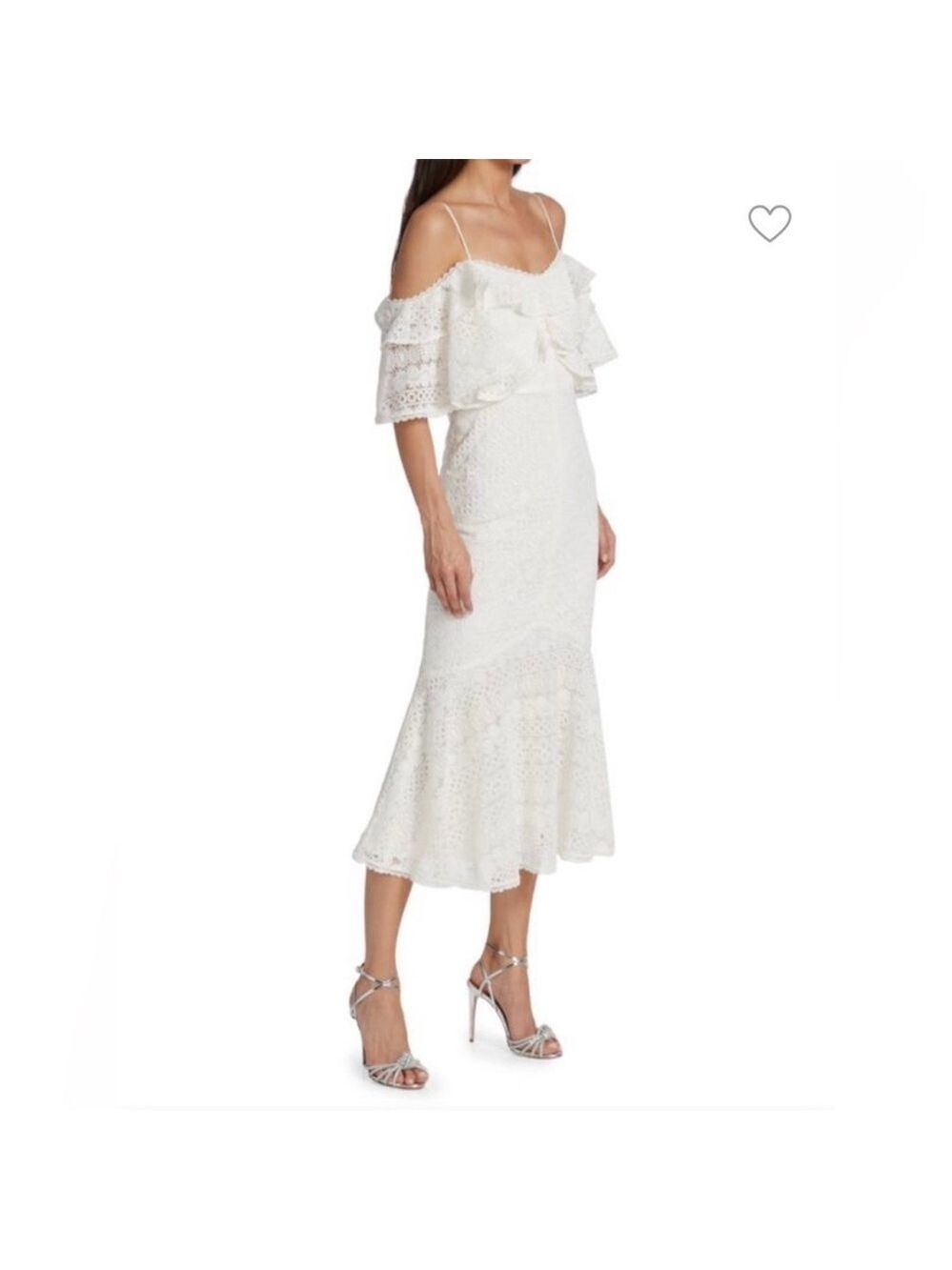NWT Theia Margot Cold-Shoulder Lace White Dress, Size 4 - Picture 2 of 14